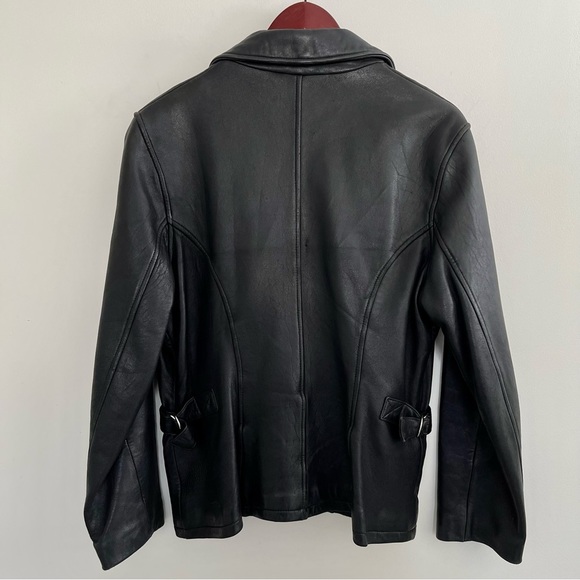 Vintage Leather Black Blazer Trench Jacket Buttery Soft - Picture 11 of 15